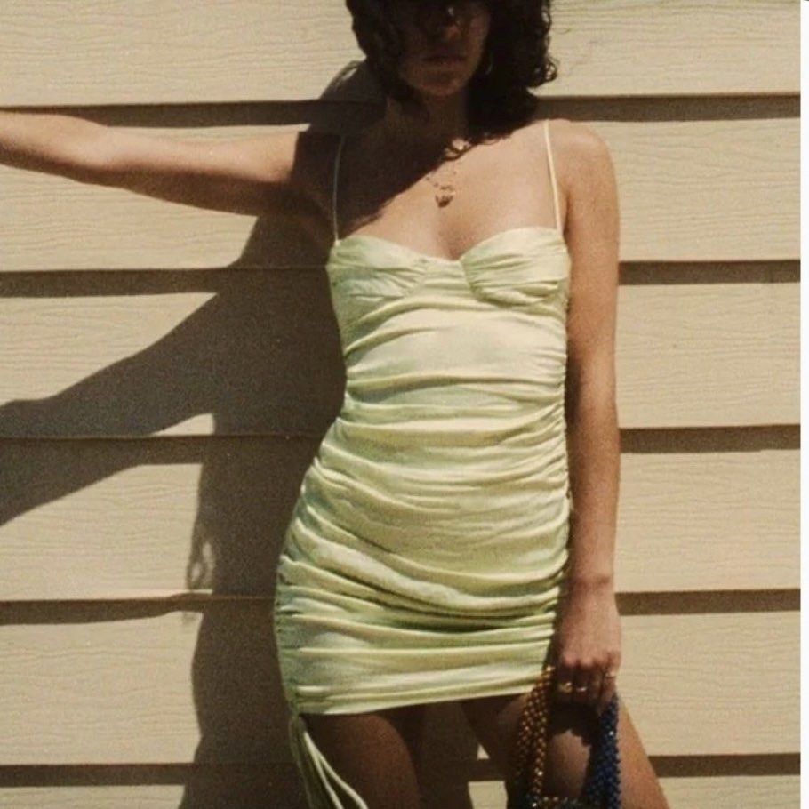 Zara lime green ruched mini dress Women s Fashion Dresses Sets Dresses on Carousell