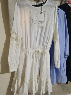 ZARA MINI DRESS WITH CUTWORK EMBROIDERY (SMALL)