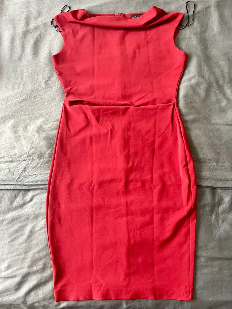 zara red bodycon dress Women Solid Black V-Neck Front Button-Up Crepe Thigh-High Slit Straight Hem Bodycon  Midi Dress