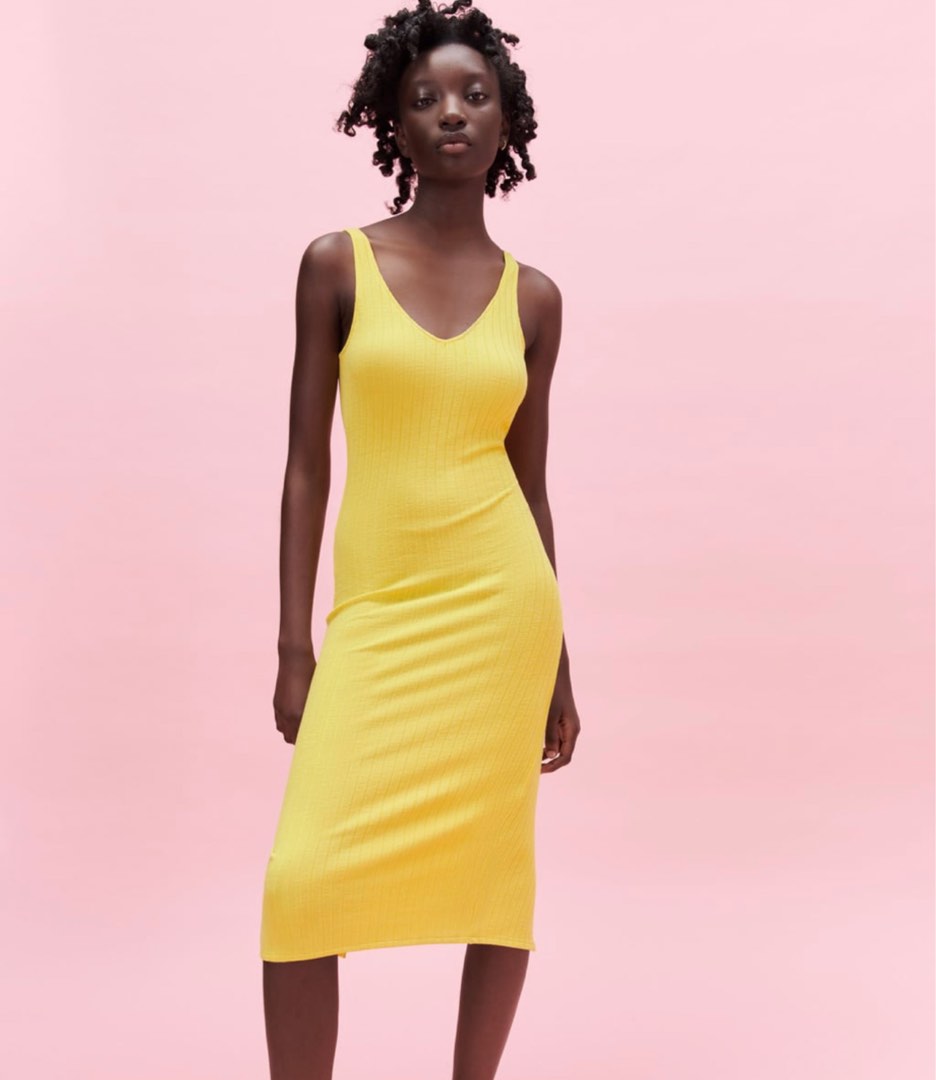 Zara yellow ribbed dress Clearance