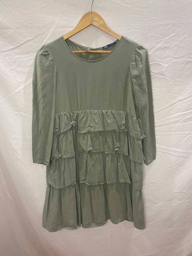 Zara sage green dress on Carousell