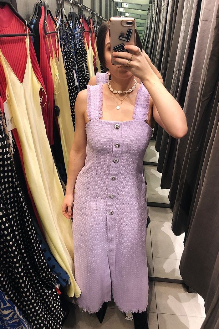 Zara tweed dress with gem buttons on sale