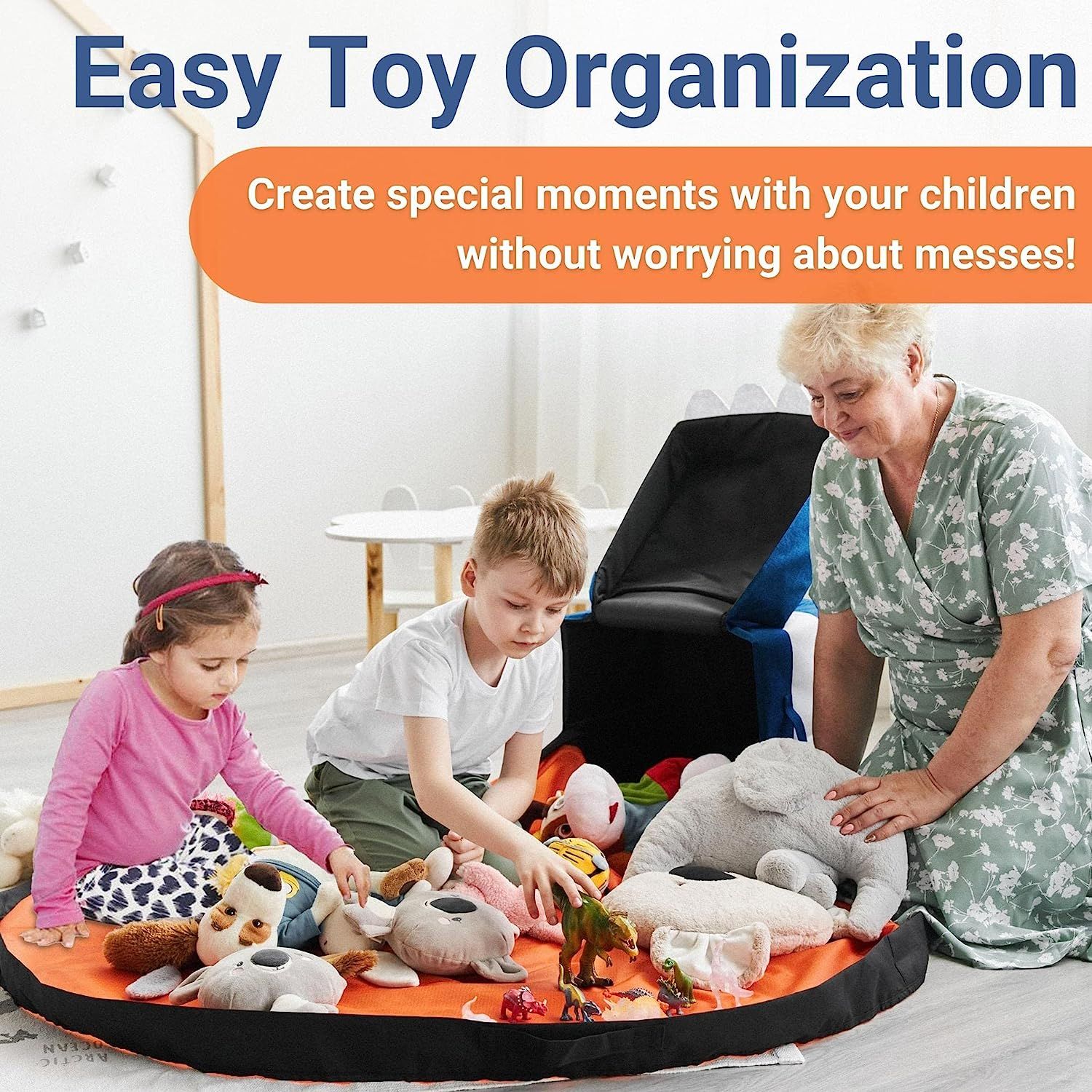 12-Gallon Kids Toy Storage Organizer & Play Mat - Designed for