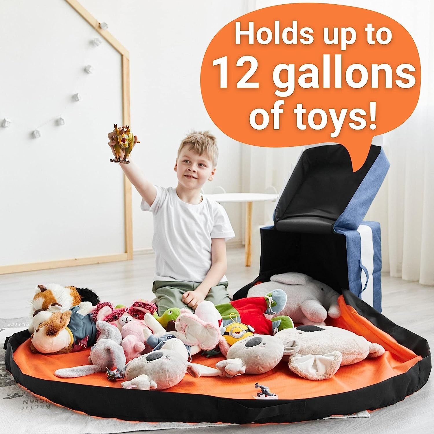 12-Gallon Kids Toy Storage Organizer & Play Mat - Designed for