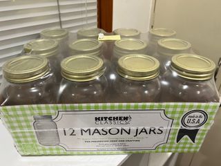 12pc 1 Quart Mason Jars Bnew