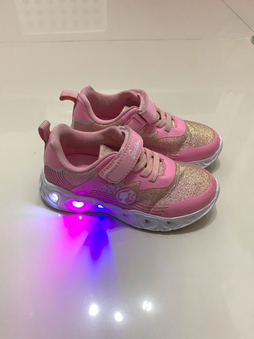 17.5cm Girl Shoes Light up Shoes Barbie Shoes Toddler Shoes Kasut