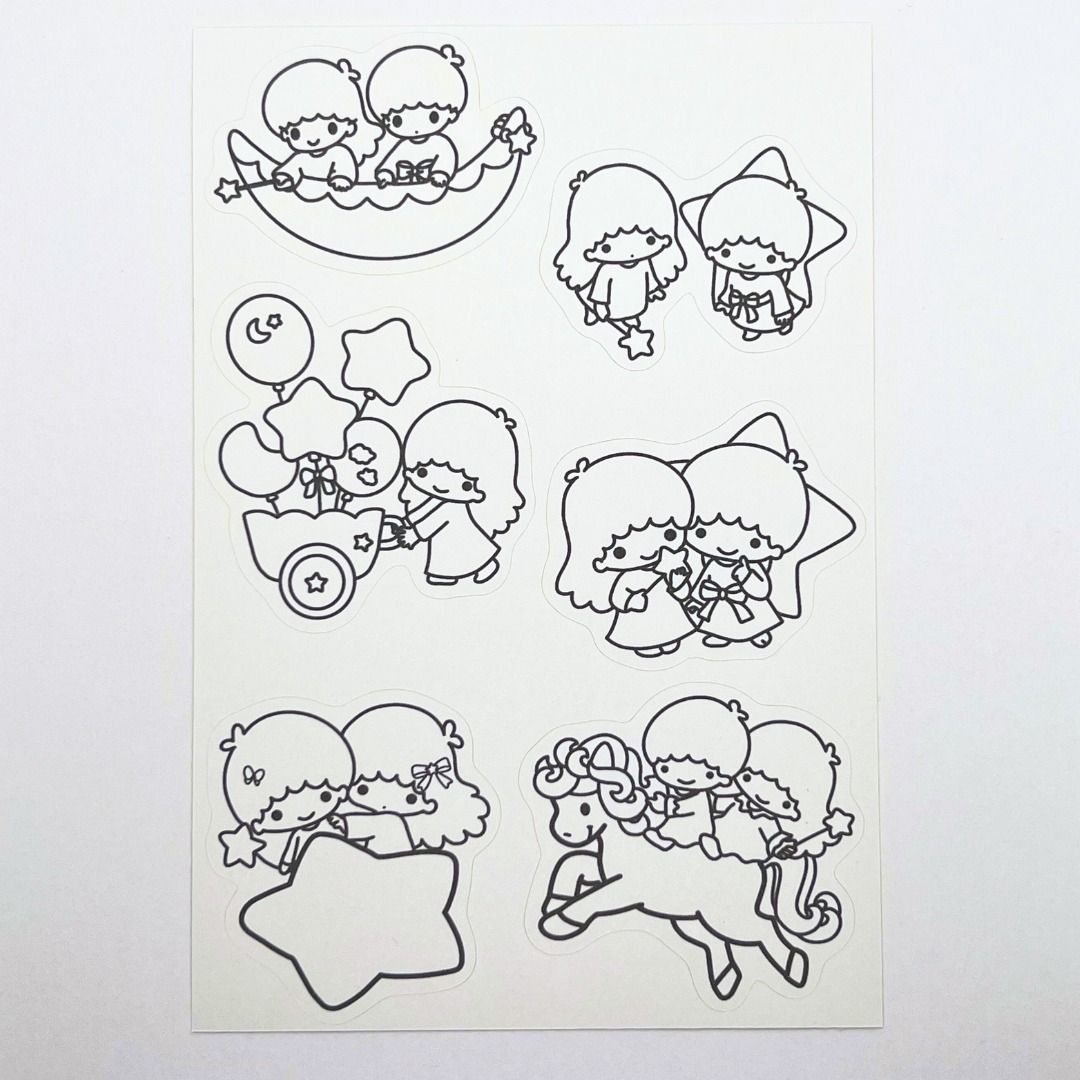 4pc Character Colouring Stickers | Sanrio Colouring Stickers, Hobbies ...