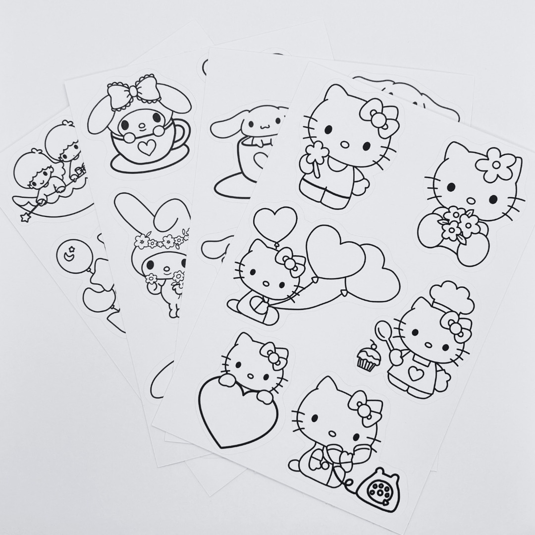 4pc Character Colouring Stickers | Sanrio Colouring Stickers, Hobbies ...