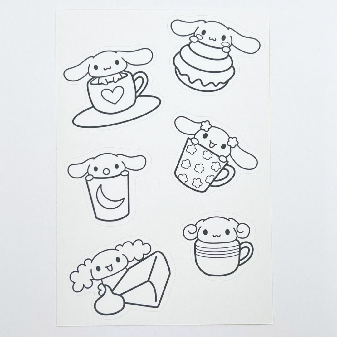 4pc Character Colouring Stickers | Sanrio Colouring Stickers, Hobbies ...