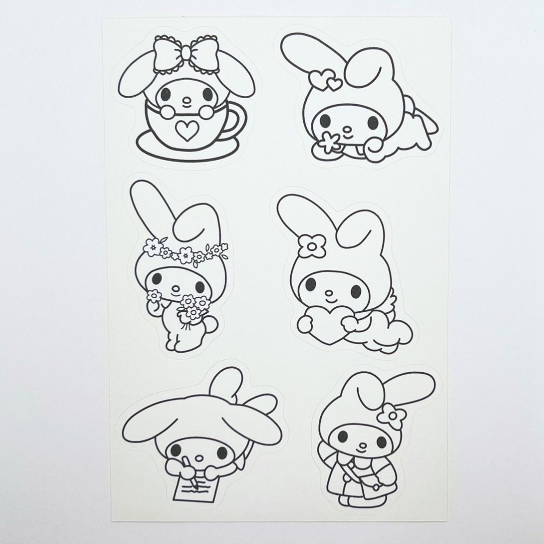 4pc Character Colouring Stickers | Sanrio Colouring Stickers, Hobbies ...