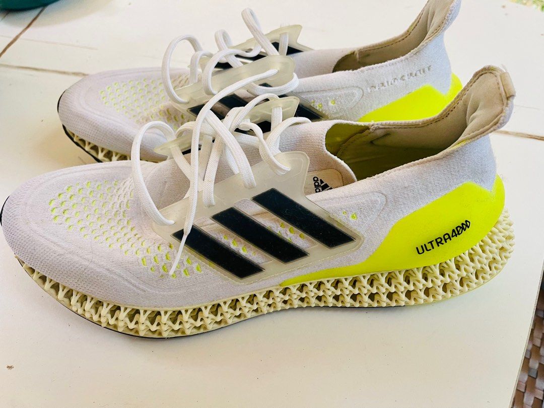 Adidas Ultra 4DFWD Shoes - White with Neon Yellow and Black Stripes US12.5/  UK 12, Men's Fashion, Footwear, Sneakers on Carousell