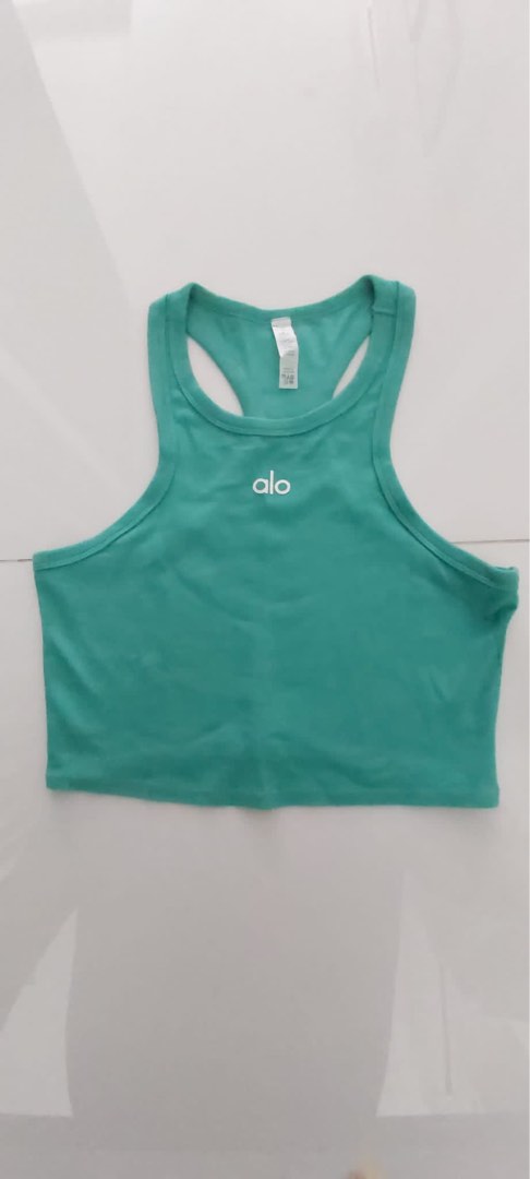 Alo yoga tops xs blue and green, Women's Fashion, Activewear on Carousell
