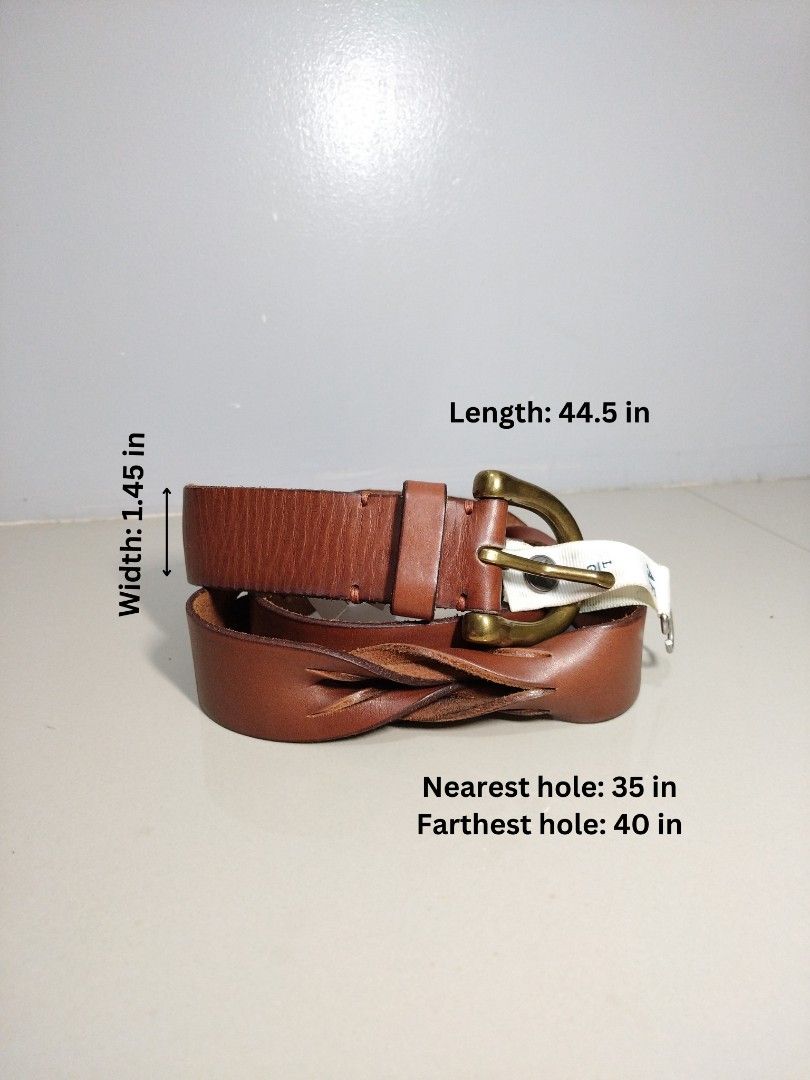 American Eagle Brown Genuine Leather Twisted Belt Unisex Men Women