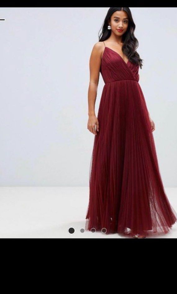 Asos cami pleated outlet tulle maxi dress