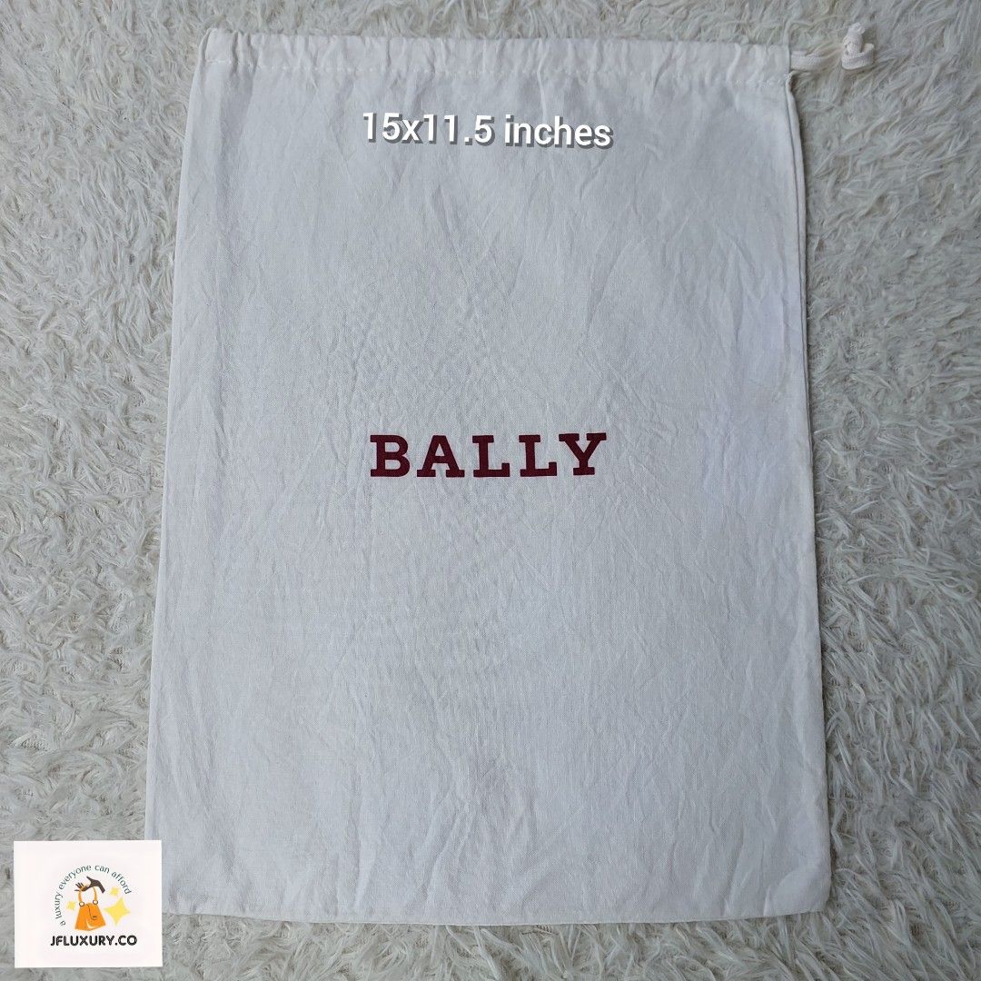 Authentic Bally dust bag 15x11.5 inches (Category: Luxury Bags & Wallets) located in Manila. Submitted by jfluxury.co (Listing ID 1243812027, Image 1). Description: excellent condition no flaws bought in Japan 🇯🇵 💯% Authentic. 😊 Money back guarantee. 😊 Clean and ready to use na po.