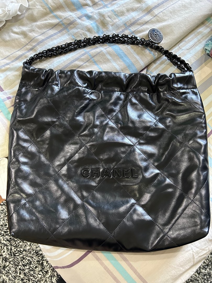 Authentic Chanel 22 So Black medium tote bag, Luxury, Bags