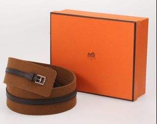 Hermes Orange/Chocolat Togo and Box Leather H Buckle Reversible Belt 75CM  Hermes