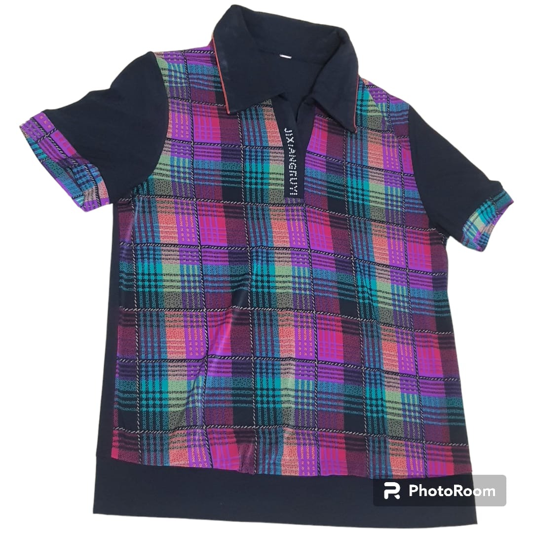 Baju Berkerah Mix Colour, Fesyen Wanita, Pakaian Wanita, Atasan di