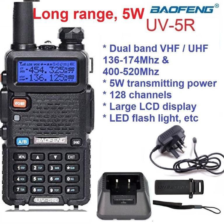 BAOFENG Pcs UV-5R Dual Band Amateur Radio VHF UHF Walkie Talkie 1800mAh Battery with Programming Cable - 4