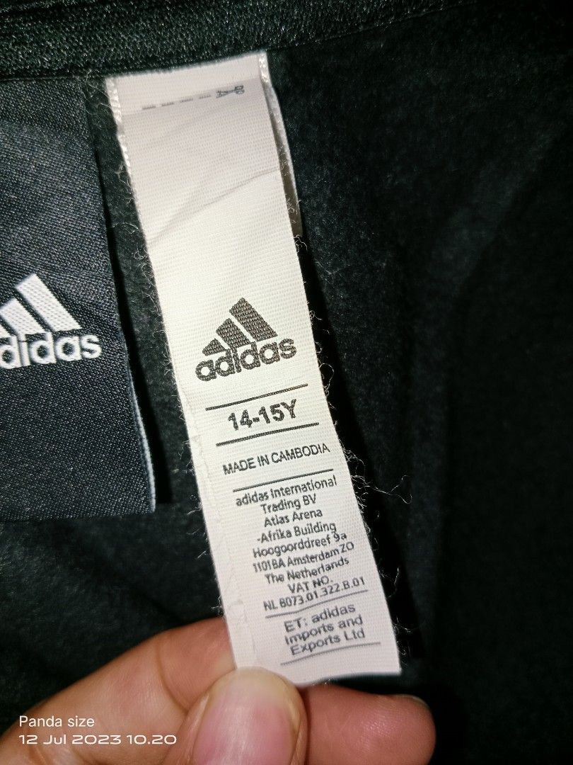 Barcode, Adidas Zipper Hoodie black cambodia, Fesyen Pria, Pakaian