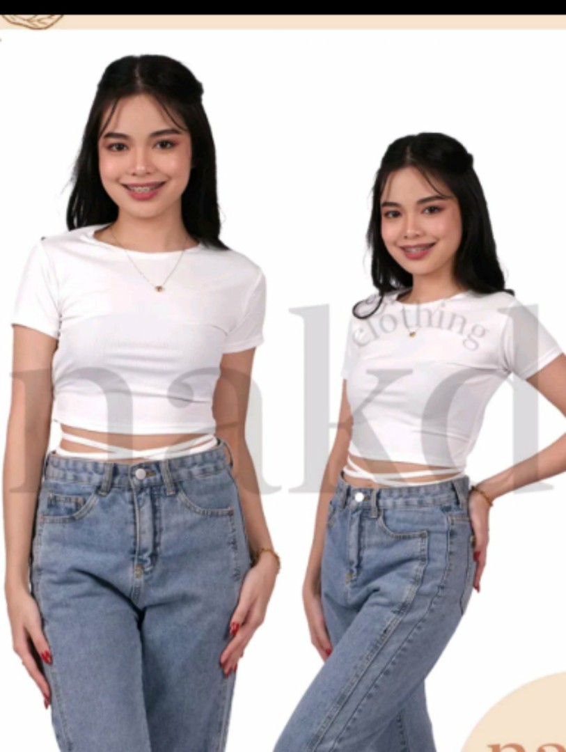 Basic cropped top criss cross shirt on Carousell