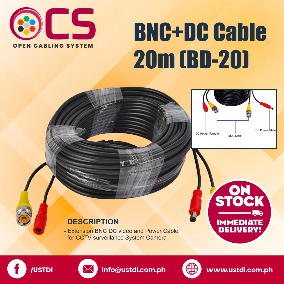BNC+DC Cable 20m (BD-20), Furniture & Home Living, Home Improvement ...