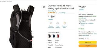 BNIB Osprey Skarab 18 Men Hiking Hydration Backpack
