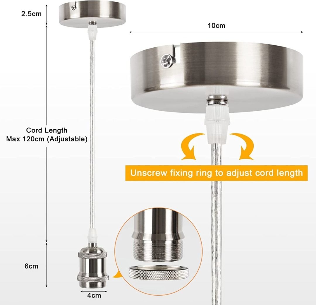 [C0316] Befurglor Vintage Pendant Light Fitting, E27 Lamp Holder Suspended Pendant Light Fitting