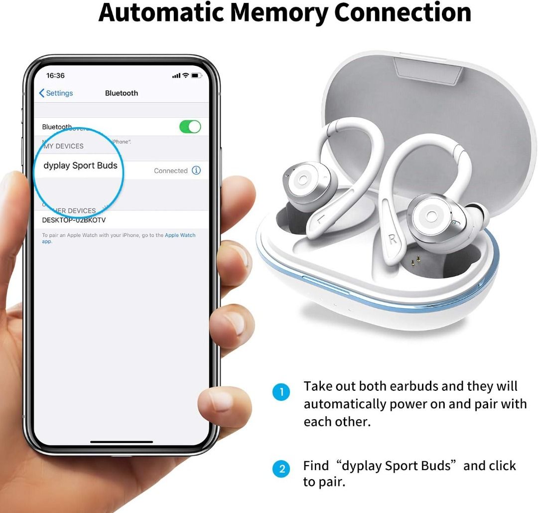C0322 Dyplay Sport Earphones Wireless Earbuds Bluetooth 5.0