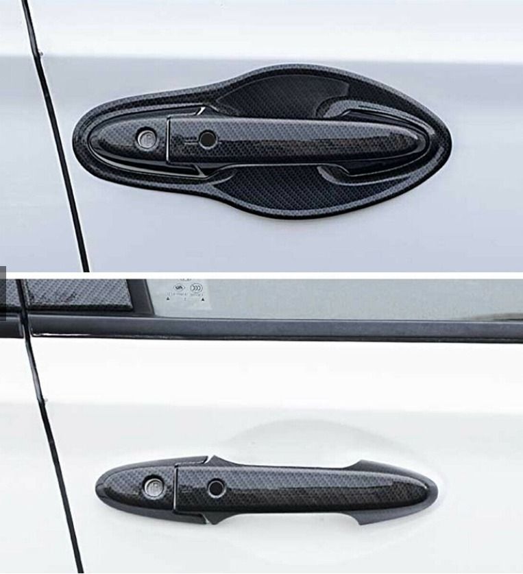 Car Front & back Door Handles Cover Trim Carbon Fiber Door Handle Bowl ...