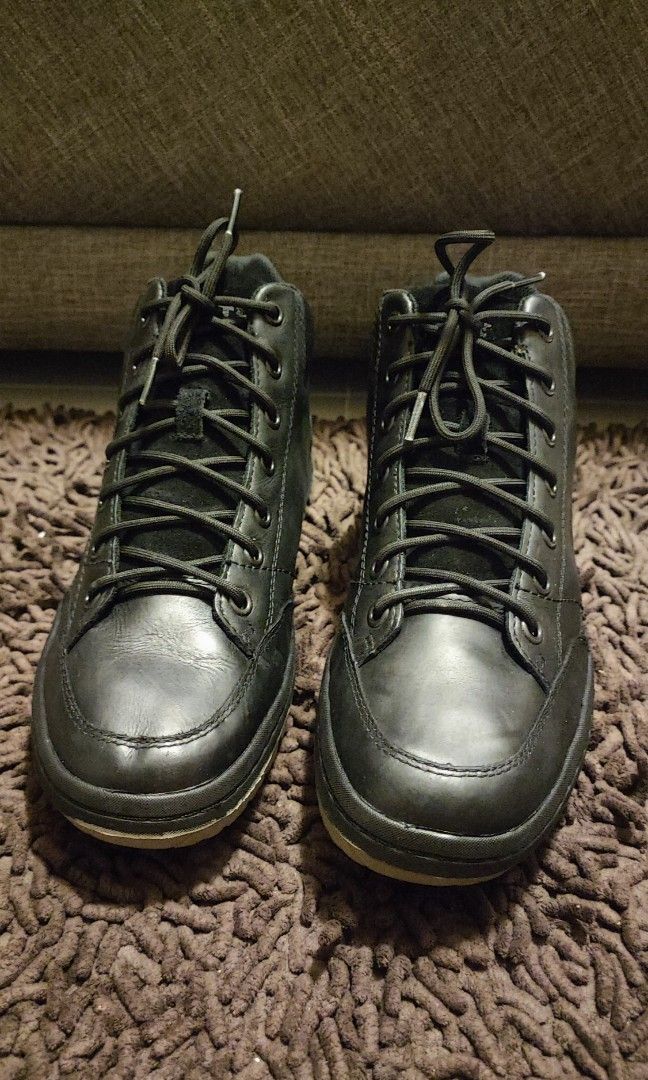 Caterpillar Mid Top Sneakers Black Leather UK9 Men s Fashion