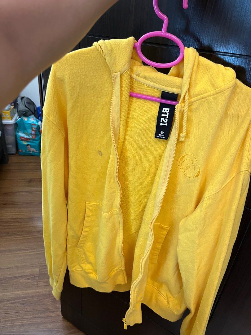 Cropped Zip Up Hoodie Yellow