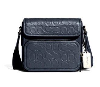 COACH Sullivan Penny Embossed Logo Smooth Leather Crossbody Pack Bag in  Black for Men