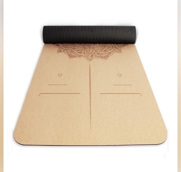 Cork Yoga Mat Elephant Lotus Flower Antibacterial 6mm thick comes with