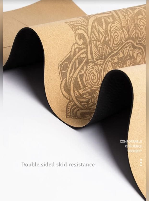 Cork Yoga Mat Elephant Lotus Flower Antibacterial 6mm thick comes with