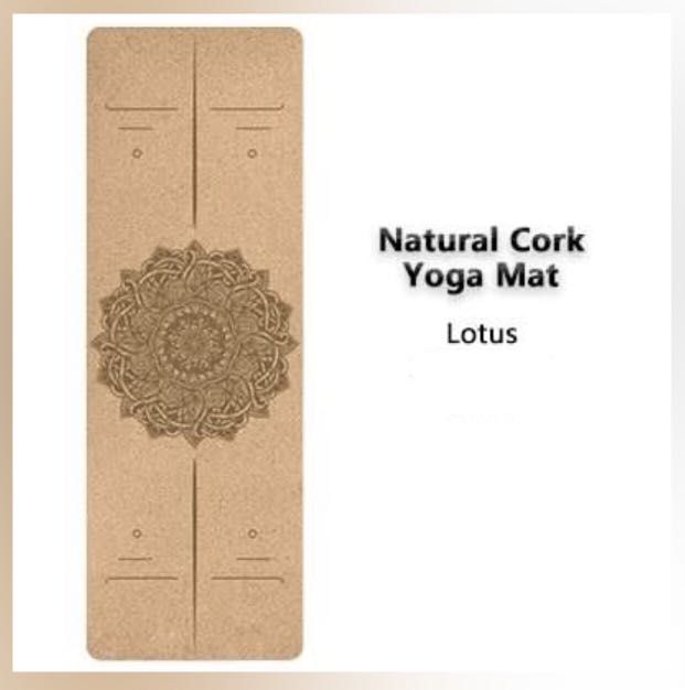 Cork Yoga Mat Elephant Lotus Flower Antibacterial 6mm thick comes with