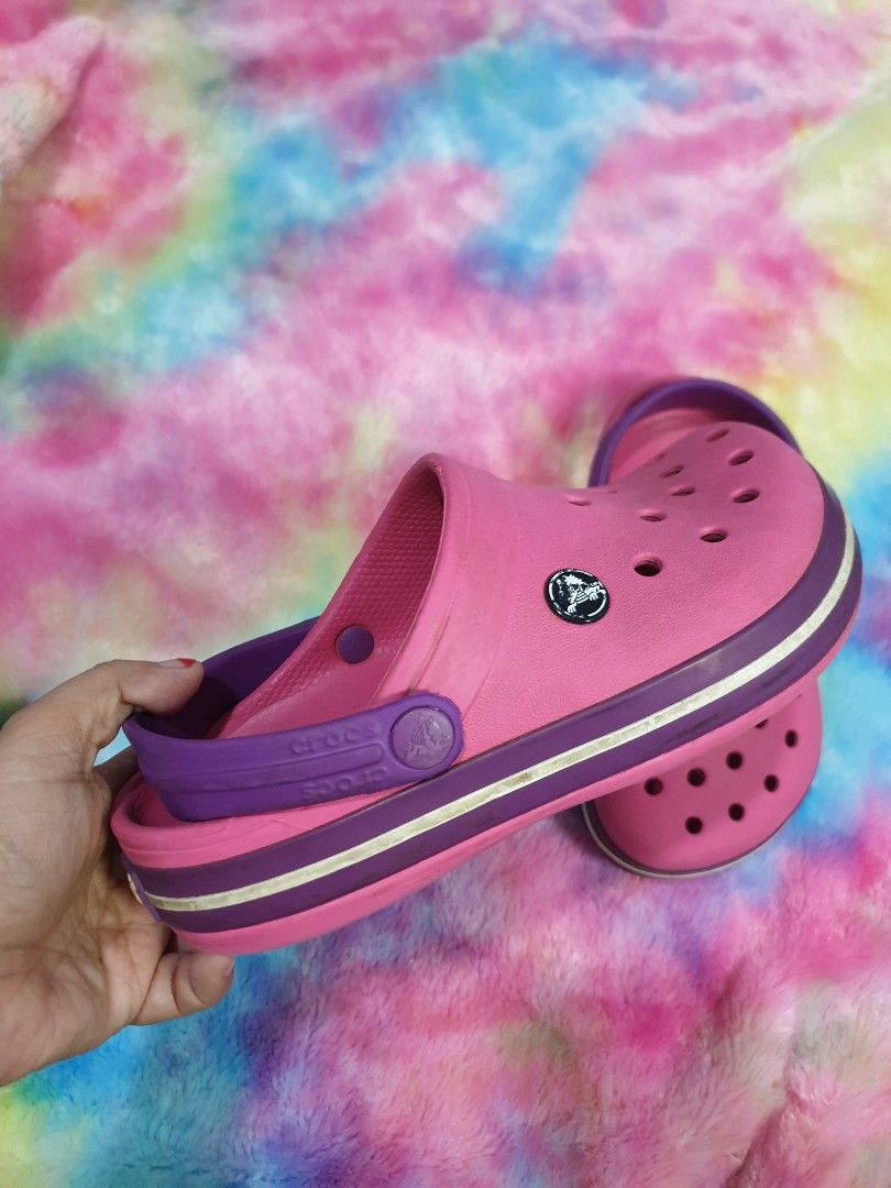 CROCS PINK PURPLE CLASSIC LADIES KIDS CLOGS SLIDES, Babies & Kids