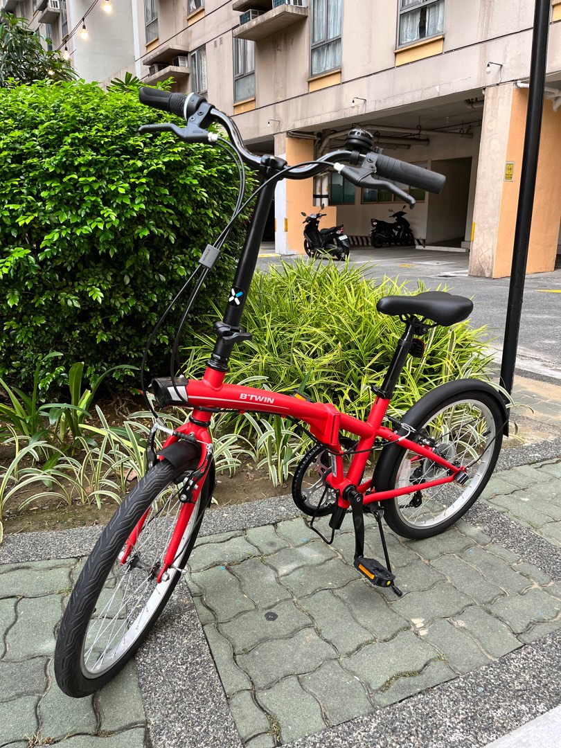 Decathlon Btwin Tilt 120 20” Folding Bike Red, Sports Equipment