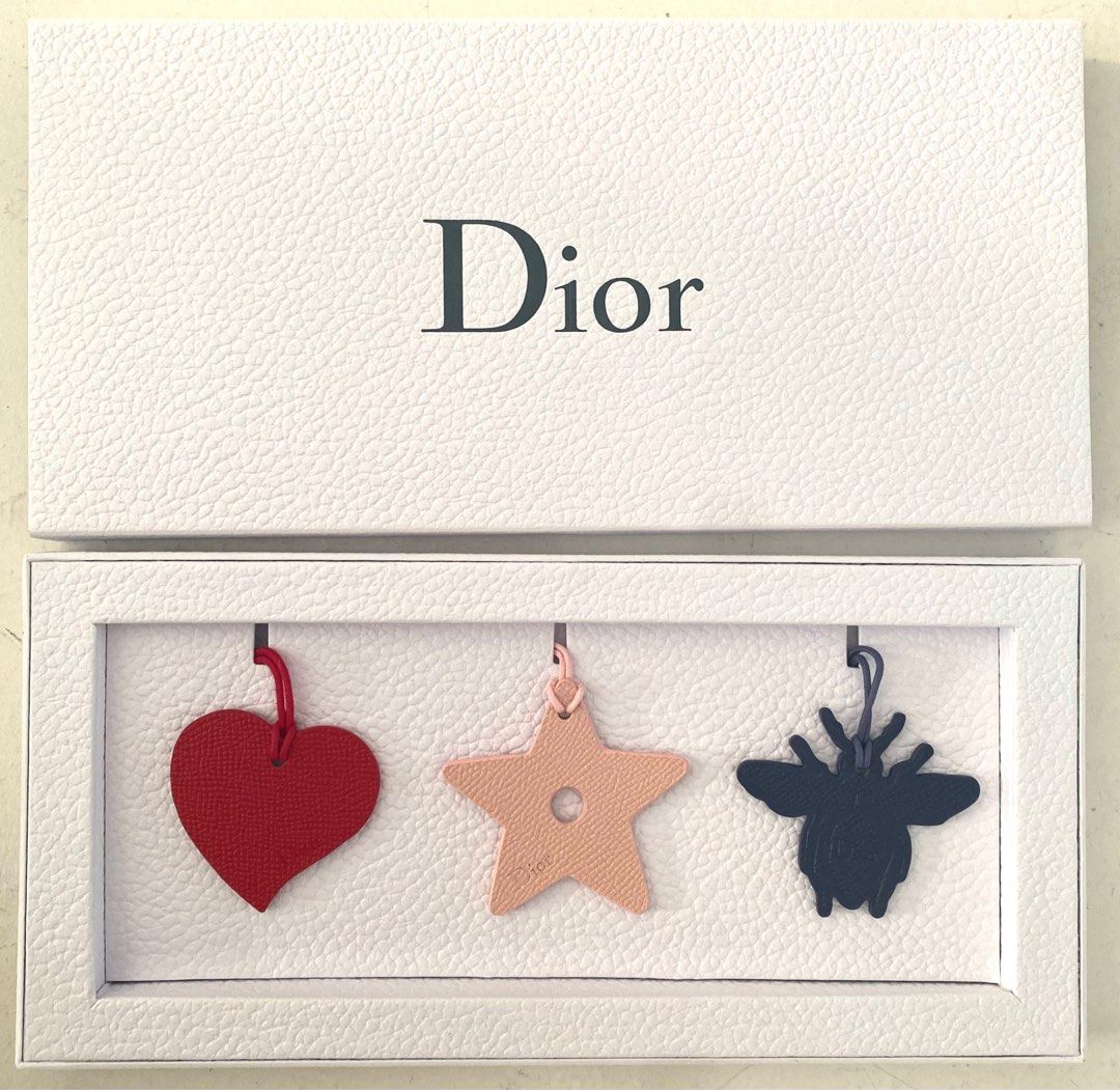 Dior Leather Bag Charm Set of 3 or Ornaments Heart, Star & Bee New