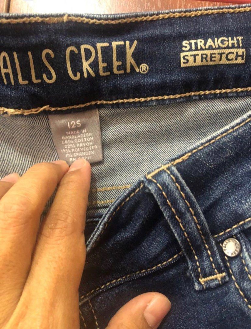 Falls creek women jeans straight stretch wash denim