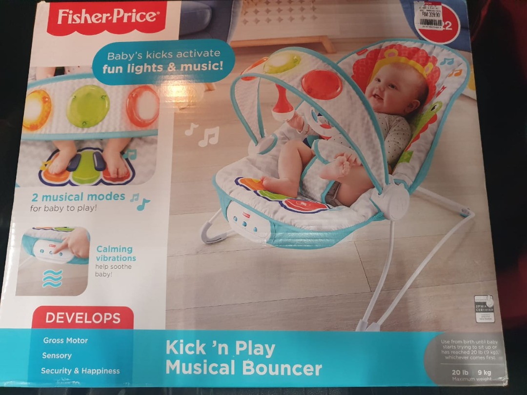 Fisher price deluxe kick 2024 and play musical bouncer