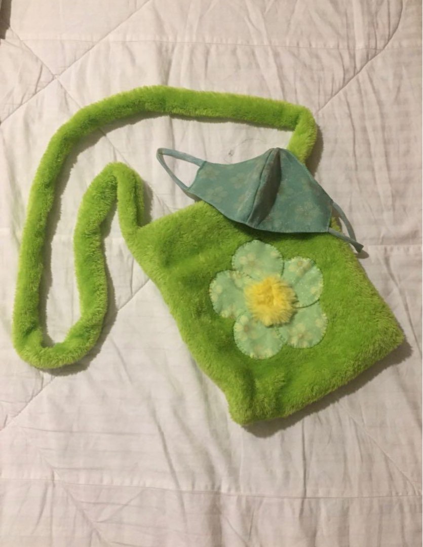 green fluffy bag on Carousell