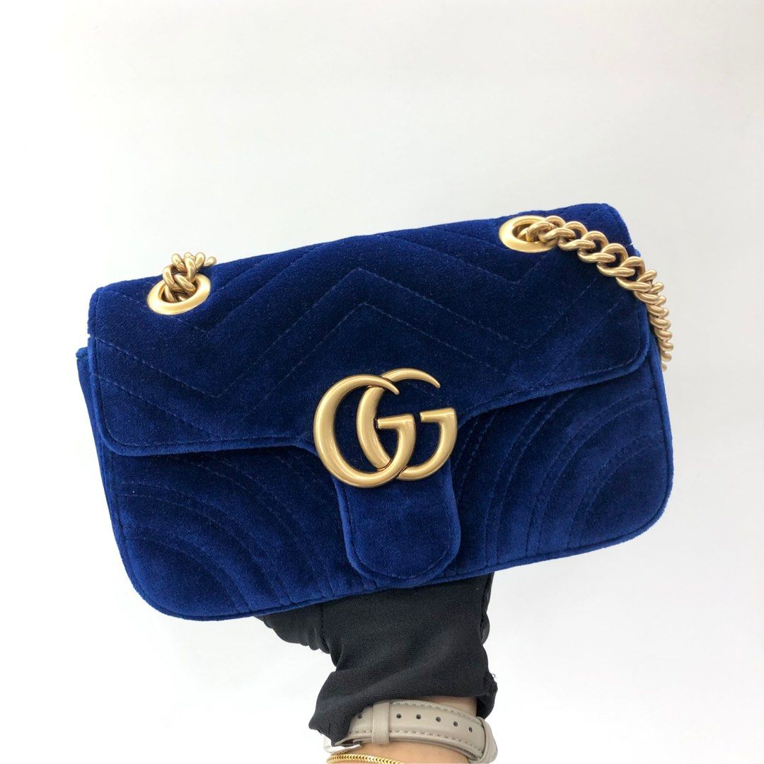 Gucci marmont hot sale blue bag