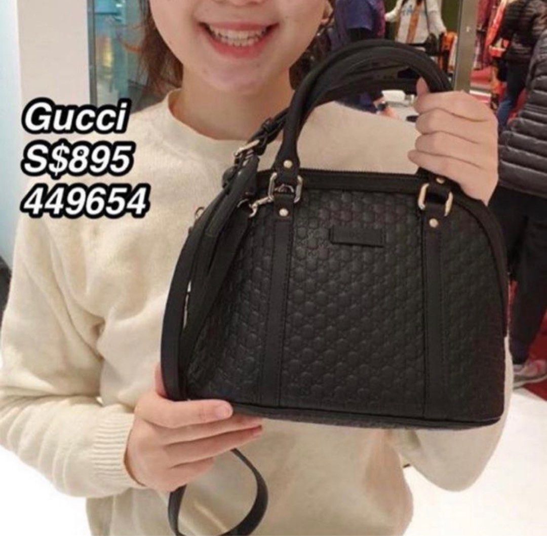 GUCCI Mini Dome Leather Crossbody Bag Black 449654