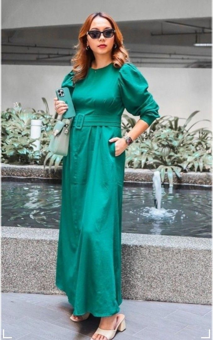 Harper Emerald Green Midi Floral Dress For Special Occasions Elegant Comfortable Easy Care main image 0