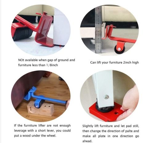 Furniture Slides Kit,Furniture Lifter,Convenient Moving Sliders for Heavy  Furniture Moving Pad,Appliance Mover Leverage Tools Refrigerator