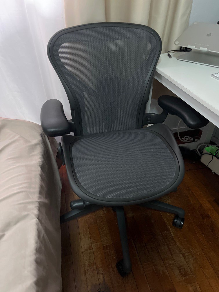 Herman Miller Aeron Ergonomic Chair (Size A) Fully loaded Graphite, Furniture & Home Living