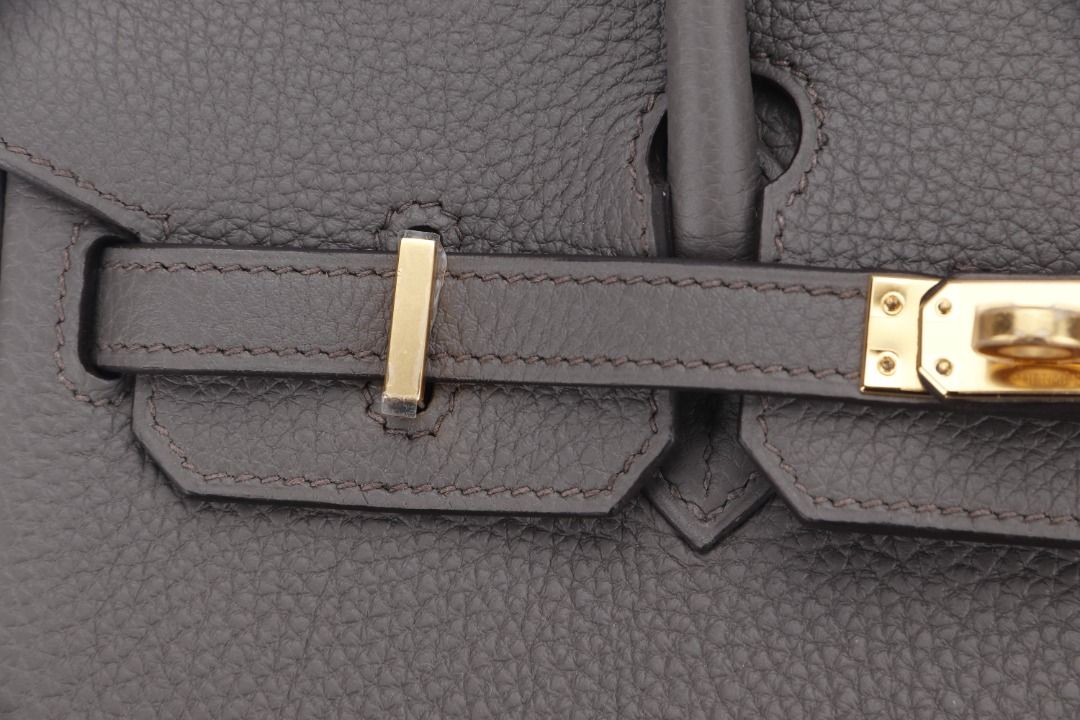 hermes birkin 25cm (stamp u) etain color togo leather, gold hardware, with  lock, keys, dust cover & box