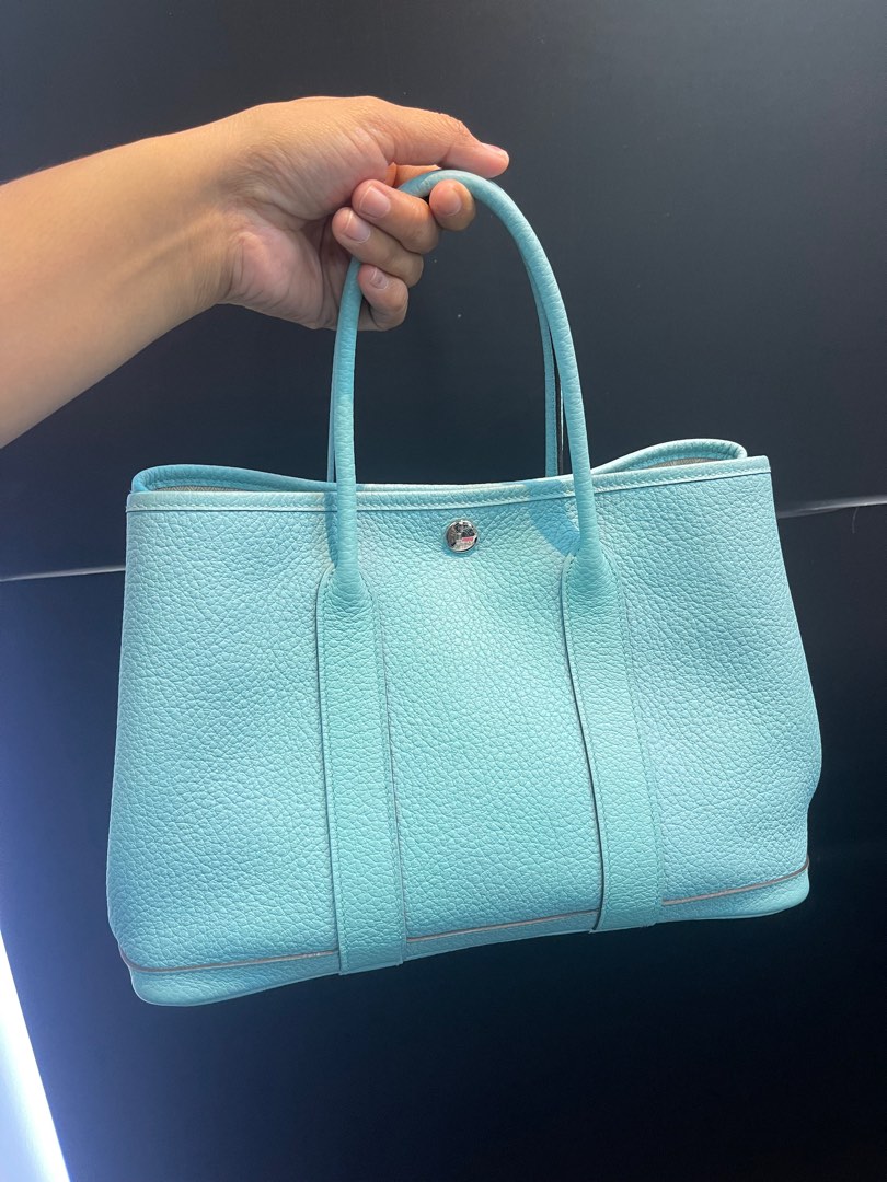 Hermes Garden Party Bleu Atoll 30, Luxury, Bags & Wallets on Carousell