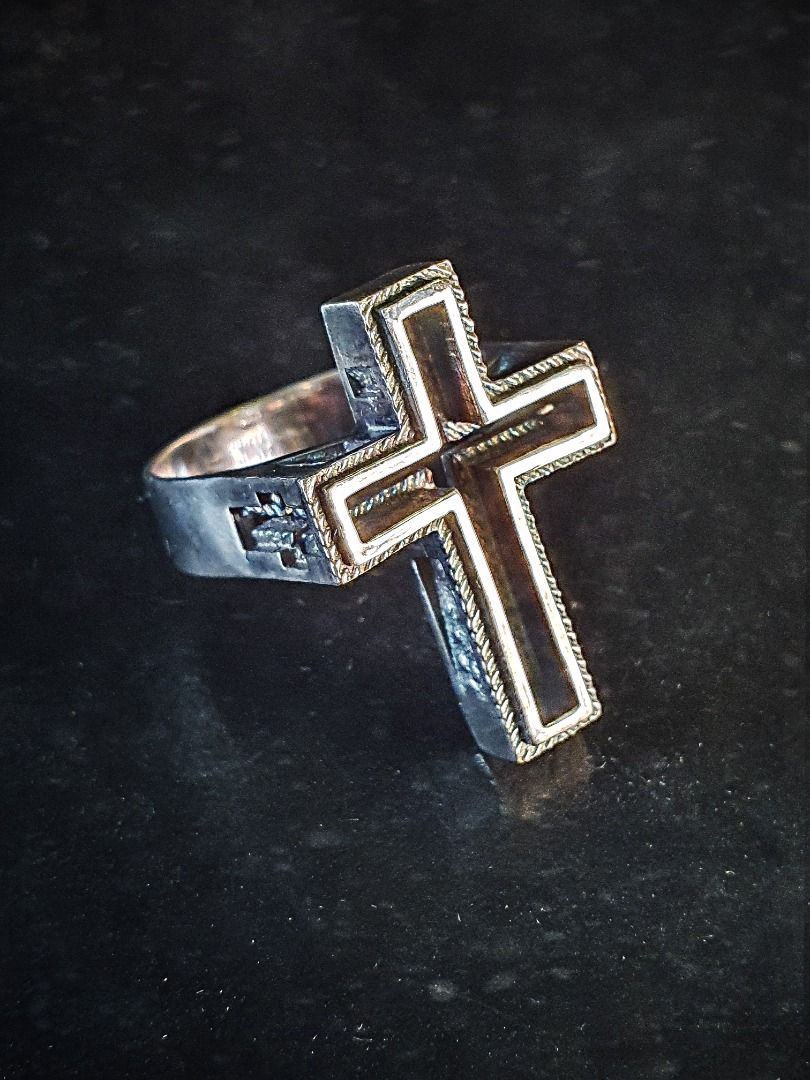 Hollow Cross Crucifix Ring 925 Sterling Silver Men and Women by AlteJewellers